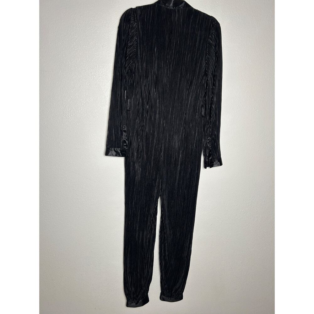 L’academie Perrine Jumpsuit Black Fully Pleated Button Front NO SASH Sz Small - Picture 4 of 6